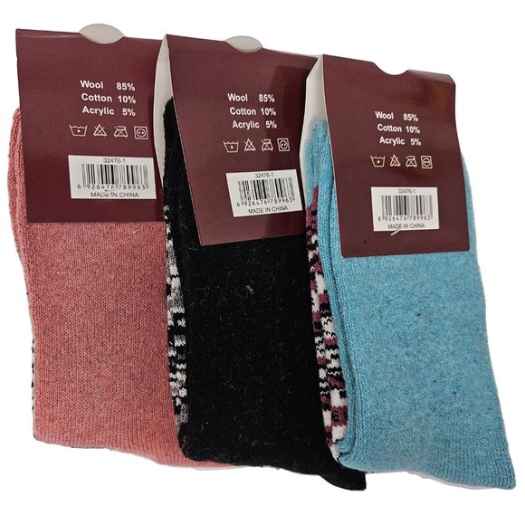 Women Socks Lamb Wool Size 9-11 Thermal Warm Winter Boot Crew Cozy Socks 3-PACK - Picture 2 of 6